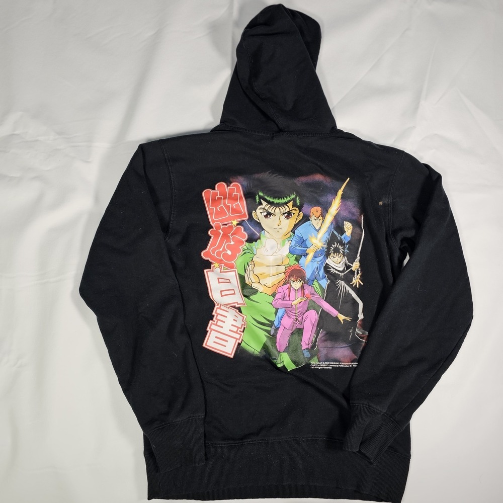 Vintage Yu Yu Hakusho 2003 Anime Hoodie Sweatshirt Mens Size Small Black Japan